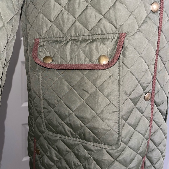 Ralph Lauren Olive Quilted Puffer with Brown Trim - Picture 7 of 15
